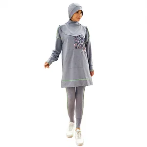 Başörtüsü spor giyim 3 adet yoga seti spor salonu giyim müslüman kadınlar için