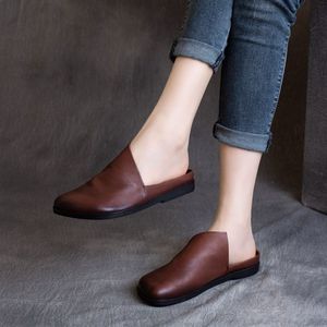 Nuevo Producto de Primavera, Zapatillas Planas de Verano Hechas a Mano con Parte Superior de PU, Retro, Antideslizantes, con Cordones, Suaves, para Mujer - Product Image 2