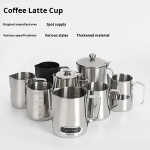 Jarra de Acero Inoxidable para Latte Art, Diseño Moderno y Ecológico de BOSAI, con Boca Estrecha y Graduación, Juego de Café y Té para Uso Doméstico - Product Image 2