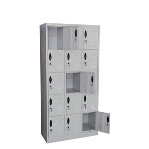 Commercial 15 Door Metal <b>Locker</b> Steel Cube Storage Cabinet with Key <b>Lock</b> Floor Mount for Office Gym School Staff Room - Product Image 3