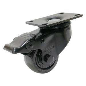 Roulettes industrielles de 65 mm à usage moyen, roues en polyuréthane noir de 2,5 pouces, roulettes pivotantes avec frein, roulement à billes et protections filetées - Product Image 1
