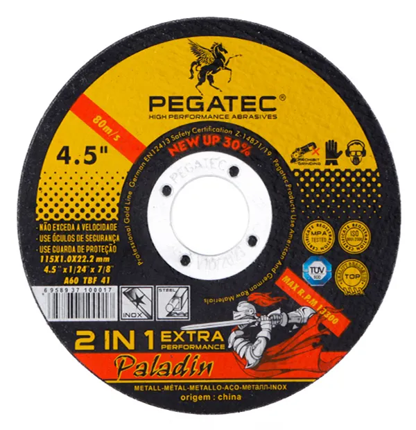 PEGATEC 4.5'' 115X1X22MM स्टेनलेस स्टील अपघर्षक राल हार्डवेयर कटिंग डिस्क व्हील