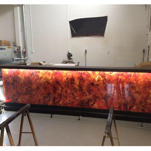 Thiết Kế Mới Màu Đỏ Và Đen Countertop LED L Shape <span class=keywords><strong>Bar</strong></span> Counter Bảng Đối Với Nhà Hàng Quán Cà Phê Nhà Hàng - Product Image 2