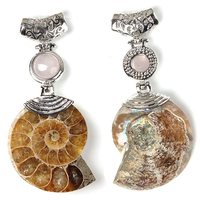 Grand pendentif en forme de coquille d'ammonite naturelle