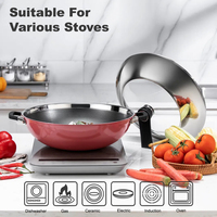 Meilleure vente Master Chef Home Cooking Batterie de cuisine en céramique Nid d'abeille Triply Wok en acier inoxydable Revêtement antiadhésif Poêle à frire