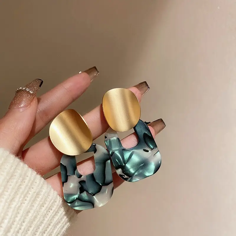 Geometric Acrylic Fashion Statement Drop Earrings Women Vintage Resin Oval Square Round Dangle Earring 2022 Wedding Jewelry 