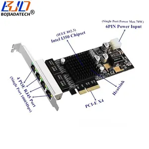 4 पोर्ट POE RJ45 PCI एक्सप्रेस Pci-ई 4X करने के लिए कनेक्टर 1000Mbps Gigabit सर्वर नेटवर्क कार्ड I350 चिप