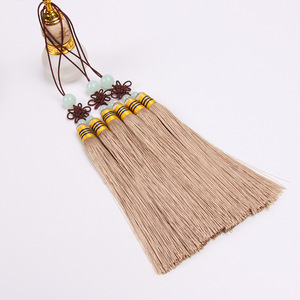 Adornos de estilo corte con nudos de hilo de jade y borlas dobles de poliéster color caqui para ropa y textiles del hogar - Product Image 1
