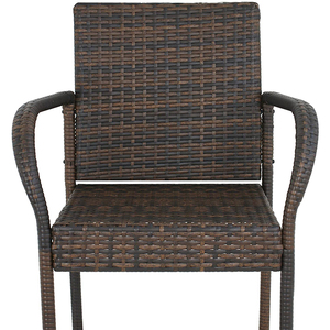 Silla Alta de Mimbre Marrón Resistente con Brazos y Respaldo, Silla de Patio para Exteriores, para Jardín, Terraza y Relajación - Product Image 5