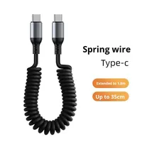 Chargeur de voiture PD spirale rétractable à charge rapide de type C à double tête 100W avec 6A pour téléphone portable