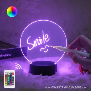 لوحة كتابة بإضاءة ليلية يمكن محوها بـ 16 لون إبداعي لوحة كتابة DIY RGB LED لوحة كتابة أكريليك بإضاءة ليلية