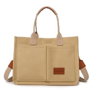 Fashion Custom Women Shoulder Cotton Canvas Tote <b>Bag</b> with Pocket for Class and Work - Product Image 4