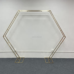 Nuevo Arco de Boda Metálico Ecológico Marca FJ, Dimensiones de 2.5cm, Barras <span class=keywords><strong>Paralelas</strong></span> Geométricas, Estante Hexagonal, Fondo Mori - Product Image 3