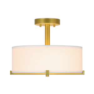 Lámpara de techo redonda de tela semiempotrada de almacén de EE. UU., lámpara colgante de latón para decoración contemporánea del hogar, iluminación interior del hogar - Product Image 1