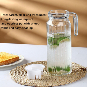 Caraffa in Vetro Trasparente di Grande Capacità per Acqua Fredda, Resistente alle Alte Temperature, Set Domestico con Motivo Glaciale, Design Moderno - Product Image 3