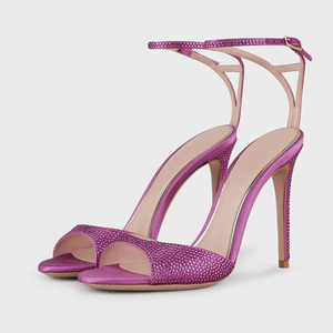 Zapatos de Tacón Alto con Pedrería y Punta Abierta, Nuevos y Modernos, para Mujer, Elegantes - Product Image 3