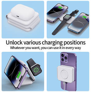 Chargeur sans fil 3 en 1, station de charge magnétique pliable, support de charge rapide sans fil 15W pour iPhone, AirPods, <span class=keywords><strong>Apple</strong></span> <span class=keywords><strong>Watch</strong></span> - Product Image 6