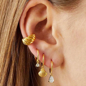 ROXI Fashion - Pendientes de Clip con Baño de Oro de 18K, Diseño Grueso y Trenzado, para Mujer - Product Image 2