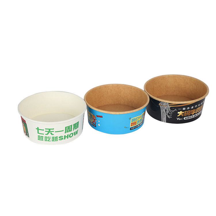 Customized high quality heat proof noodle kraft paper soup bowl 850 ml with lid