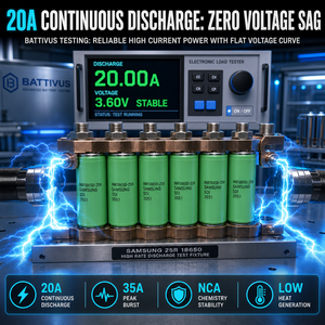 Batterie <span class=keywords><strong>Samsung</strong></span> 18650 <span class=keywords><strong>INR18650</strong></span> <span class=keywords><strong>25R</strong></span> 2500mAh 30A 3.7V rechargeable, cellule de batterie lithium-ion cylindrique 8C à décharge rapide 18650 <span class=keywords><strong>Samsung</strong></span> - Product Image 5