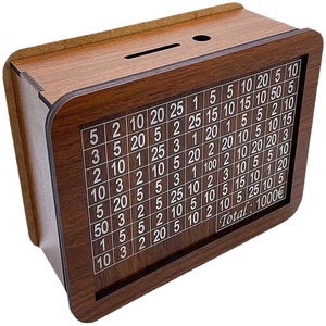 Boîte à monnaie en bois avec design à grille pour le rangement des économies, boîte à monnaie de bureau - Product Image 4