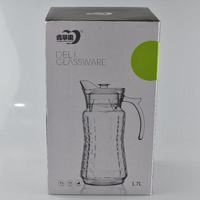 Vente en gros OEM, pichet à eau transparent en verre de 1700 ml, verre à eau transparent avec poignée