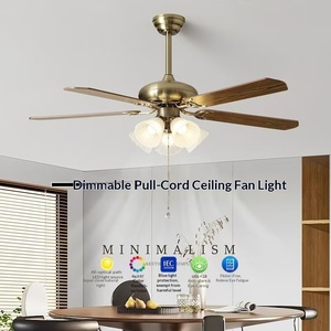 Ventilatore da Soffitto in Stile Americano con Luce, Telecomando e Motore Inverter in Acciaio Inox Retrò per Soggiorno, Camera da Letto, Sala da Pranzo e Casa - Product Image 2