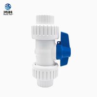 PVC Double Union Ball Valve 1/2 Pouces Blanc Haute Qualité Durable OEM Application De L'eau Raccords De Tuyauterie D'irrigation Approvisionnement D'usine