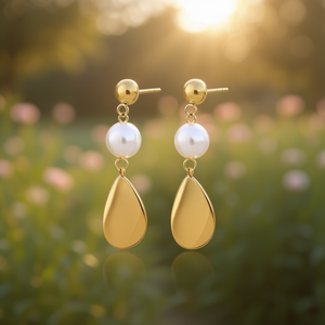 เอมี่ เอมี่ต่างหูมุกทรงหยดน้ำ ชุบทอง มุกเทียมสีขาว ทรงหยดน้ำทรงกลม สำหรับผู้หญิง สวมใส่ได้ทุกวัน สไตล์คลาสสิก - Product Image 5