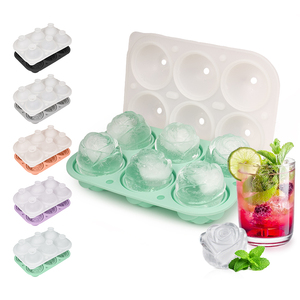Moule à glaçons en silicone en forme de rose à 6 cavités avec couvercle entonnoir, fabricant de sphères de <span class=keywords><strong>glace</strong></span> 3D en forme de fleur, vente en gros directe d'usine - Product Image 3