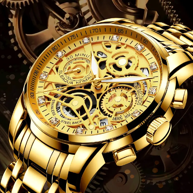 Relogio Masculino Horloges Mannen Top Merk Luxe Gouden Chronograaf Mannen Horloges Goud Grote Man Horloge Man 2021 Flash