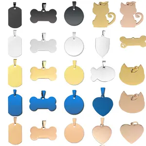 Custom Sublimation cute blank bone shape stainless steel metal ID pet dogtags dog tag for engraving