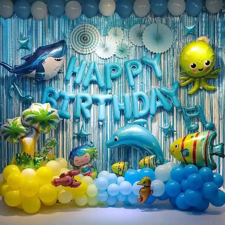 ocean animals birthday party decoration blue