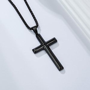Unisex, yunnique street style, dripping <b>titanium</b> steel cross necklace, gender-neutral, niche, high-end, colorfast. - Product Image 4