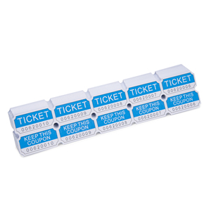 Billets de tombola numérotés bleus de 2x2 pouces avec espace d'écriture au dos pour collectes de fonds lors de fêtes - Product Image 1
