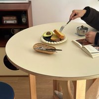 Table à manger en bois de bouleau multifonctionnelle de style minimaliste moderne pour 6 personnes, idéale pour les petits appartements, les cafés et les hôtels