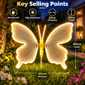 Lampe de jardin LED imperméable en forme de papillon, lampe décorative extérieure à haute luminosité pour pelouse, cour, patio, jardin - Product Image 6
