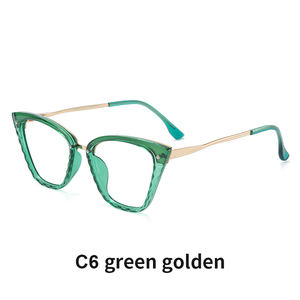 VisualMateトレンディな女の子フルリムキャットアイ特大オプティカルフレームTR90メタルアンチブルーライト処方メガネ - Product Image 3