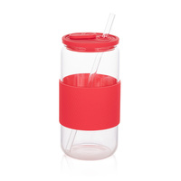 Gobelet sport de 16 oz, articles de boisson d'origine usine, avec couvercle en bambou et paille, portable, motif uni, pour fêtes, bière, café, jus et autres boissons