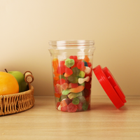 Vente en gros d'usine - Pot alimentaire en plastique PET transparent de 450 ml, calibre 83, avec couvercle à poignée pour le stockage de noix, de bonbons et de fruits secs