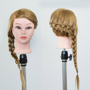 Cabeza de entrenamiento sintética larga de Color dorado para trenzado de corte de pelo y peluquería con abrazadera de mesa cabeza de maniquí - Product Image 3