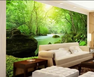 Naturaleza verde bosque 3D Mural árbol foto papel tapiz para restaurante tienda sala de estar dormitorio pared decoración papeles tapiz - Product Image 3