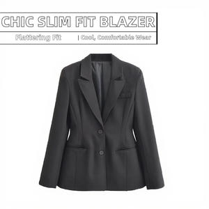 PB&ZA Blazer para Mujer, Nuevo Modelo 2025, Elegante, Ajustado, Cierre de un Botón, Color Sólido, Estilo Vintage, Manga Larga, Prenda Exterior Chic - Product Image 2
