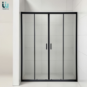 <span class=keywords><strong>Cabina</strong></span> <span class=keywords><strong>Doccia</strong></span> Scorrevole a 2 Porte Twowinco con Telaio Nero Rivestito, Hardware Scorrevole Liscio, <span class=keywords><strong>Dimensioni</strong></span> Personalizzabili - Product Image 1