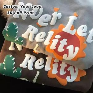 T-shirt da uomo in cotone 100% pesante 180g, vestibilità regolare, personalizzabile con grafica, stampa 3D a rilievo, stile streetwear - Product Image 1