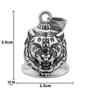 Collier Pendentif Tigre Vintage en Acier Inoxydable pour Homme, Style Motard Punk, avec Cloche Rétro et Émail Coulé, Fabrication Artisanale - Product Image 5