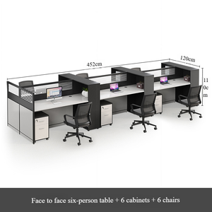 Postazione di Lavoro Modulare per Ufficio con Pareti Divisorie, Scrivania Espandibile per 2, 4, 6 Persone con Armadietto Laterale per <span class=keywords><strong>Call</strong></span> Center - Product Image 6