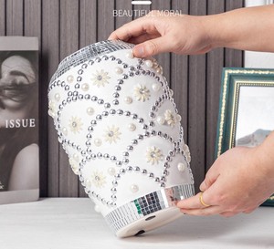 <span class=keywords><strong>Vase</strong></span> en céramique argenté de luxe avec diamants écrasés, <span class=keywords><strong>grand</strong></span> miroir, arrangement en mosaïque séchée, <span class=keywords><strong>vase</strong></span> à fleurs pour la décoration de la maison et du mariage - Product Image 3