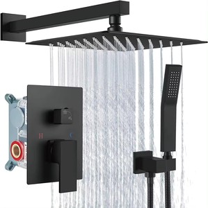 Luxury Single Handle Rainfall Wall-<b>Mounted</b> Shower System Set with Jet <b>Spray</b> Brass Construction for Bathroom - Product Image 1