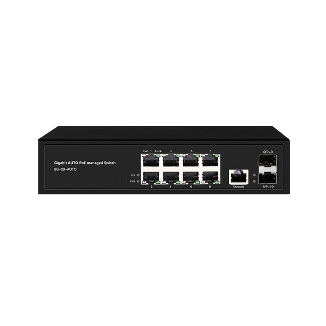 S1200WP-8G-2S-AUTO 24V/48V Automatic Matching 2SFP+8GE Full Gigabit L2+ Managed PoE FTTH Switch with 20Gbps Bandwidth
